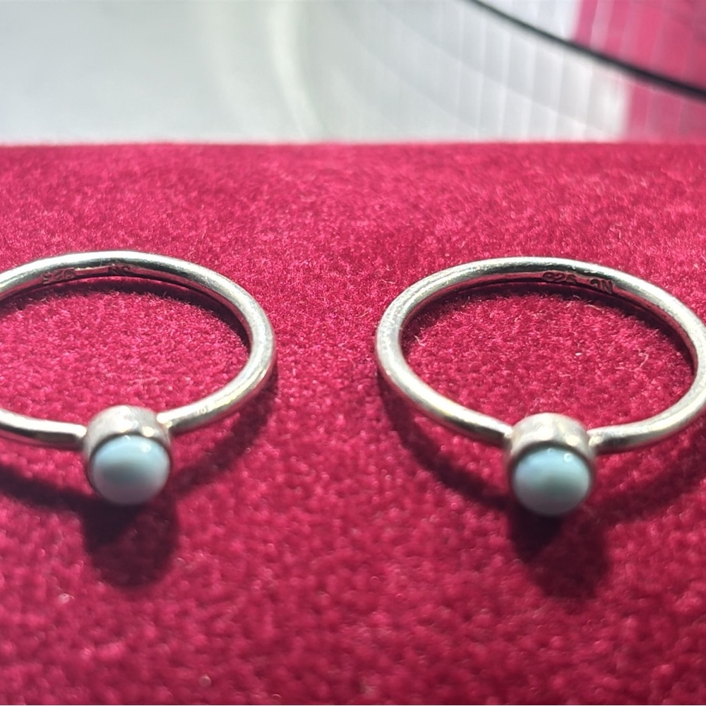 Larimar Sterling Silver Stack Rings - image 7